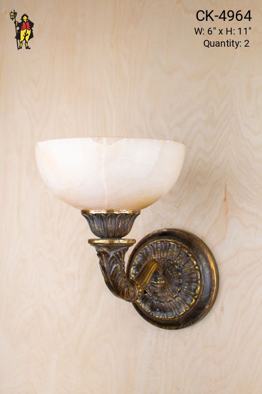 One Light Pre War Wall Sconce w/Alabaster Shades