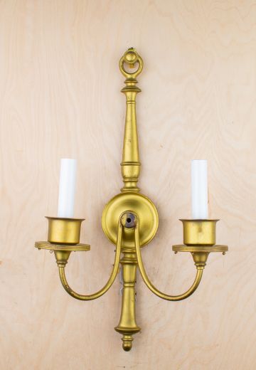 Art Deco Brass Two Candle Wall Sconce