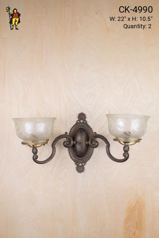 Victorian Two Light Gas Style Wall Sconce