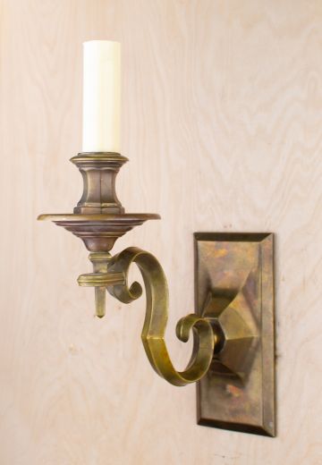 Single Candle Victorian Brass Wall Sconce