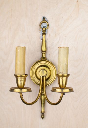 Traditional Brass Two Candle Wall Sconce