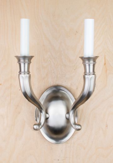Modern Two Candle Silver Wall Sconce
