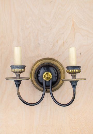 Black & Brass Two Candle Wall Sconce