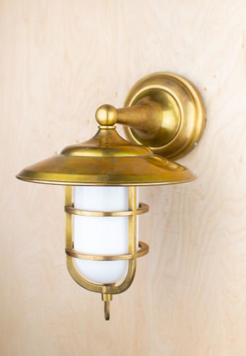 Brass Caged Lantern Wall Sconce