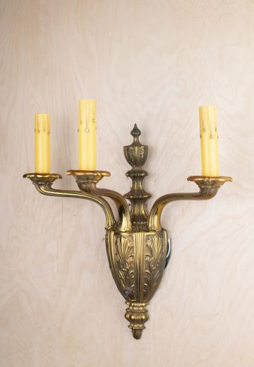Three Candle Deco Wall Sconce