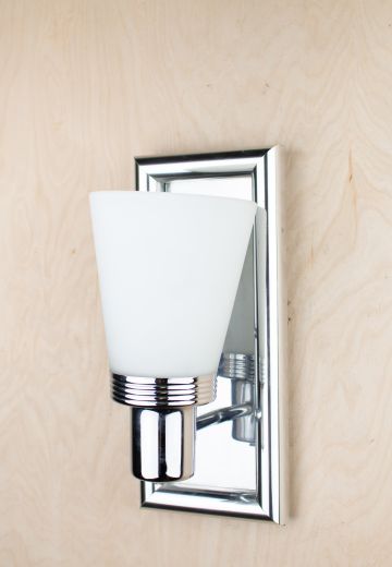 Polished Silver One Light Wall Sconce w/Glass Cone Shade