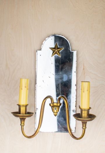 Mirrored Backplate Two Candle Wall Sconce