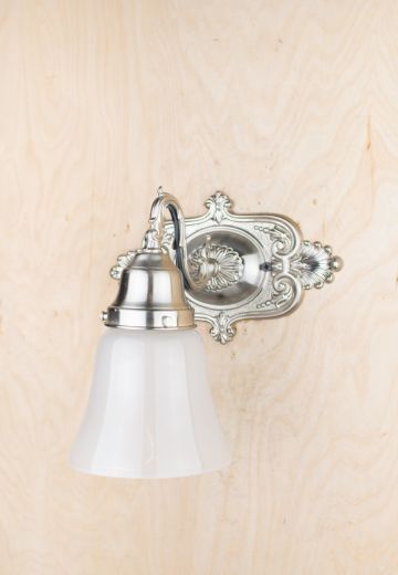 Silver Traditional One Light Wall Sconce w/Frosted Glass Shade