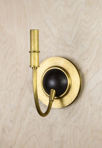 Modern Single Candle Black & Brass Wall Sconce