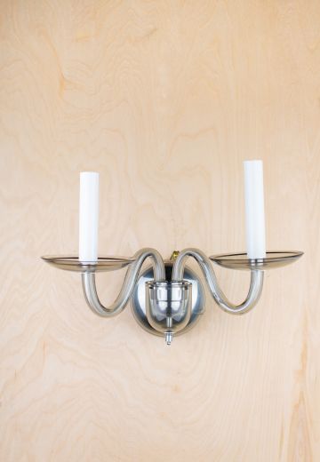 Glass Contemporary Two Candle Wall Sconce