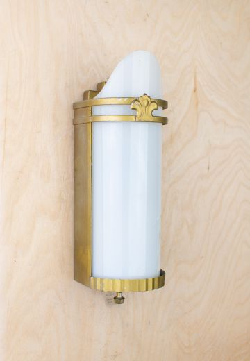 Mid Century Brass & Glass Wall Sconce