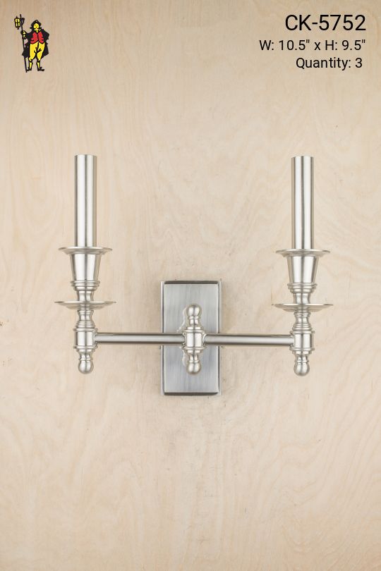 Two Silver Candle Wall Sconce