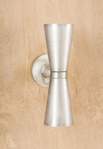 Silver Mid-Century Two Light Wall Sconce