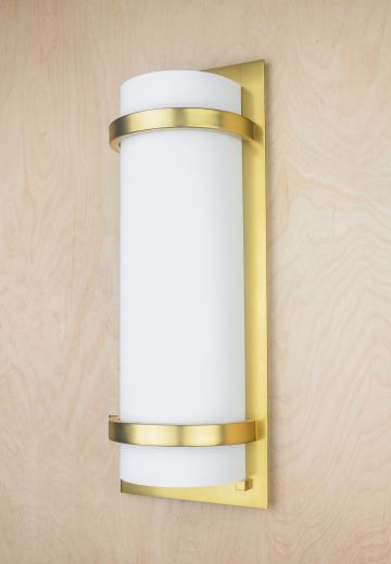 Mid-Century Brass Wall Sconce w/Frosted Glass