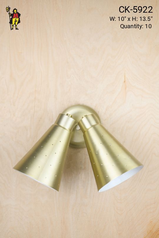 Two Light Metal Shaded Directional Brass Wall Sconce