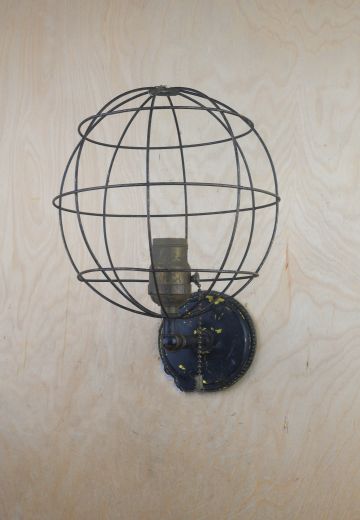 Single Light Wall Sconce w/Distressed Cage