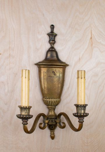 Traditional Two Candle Brass Wall Sconce