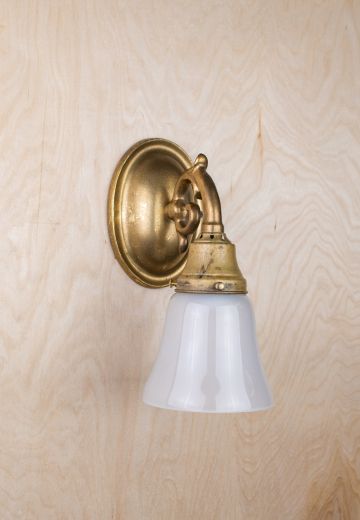 One Light Brass Wall Sconce With Frosted Glass Shade