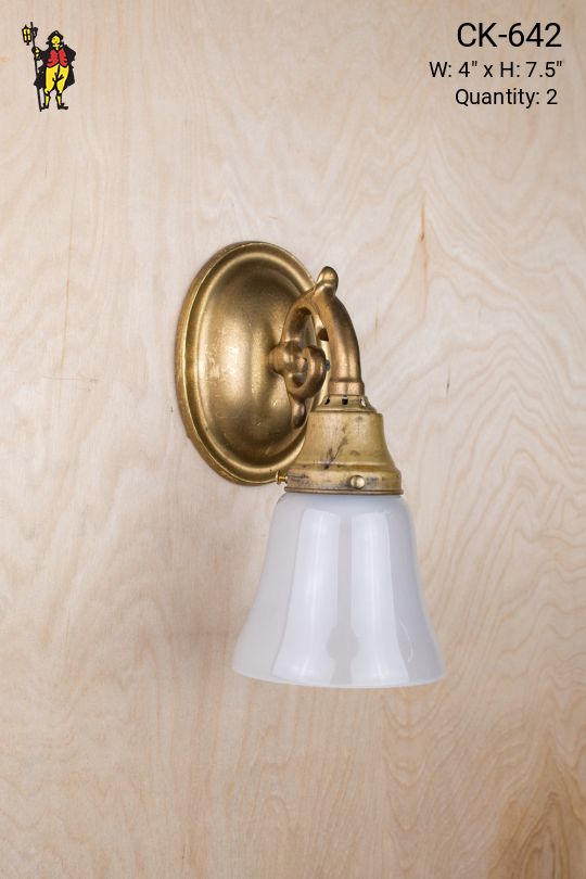 One Light Brass Wall Sconce With Frosted Glass Shade