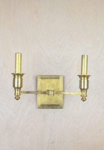 Contemporary Brass Two Candle Wall Sconce