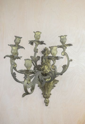 Six Candle Brass Wall Sconce