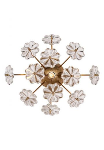 Floral Brass & Glass Wall Sconce