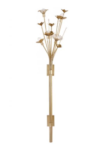 Tall Brass Floral Wall Sconce