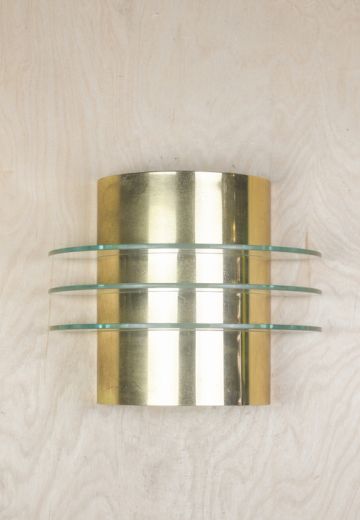 Polished Brass & Glass Post Modern Wall Sconce