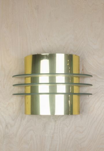 Polished Brass & Glass Post Modern Wall Sconce