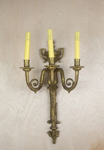 Three Candle Brass Wall Sconce