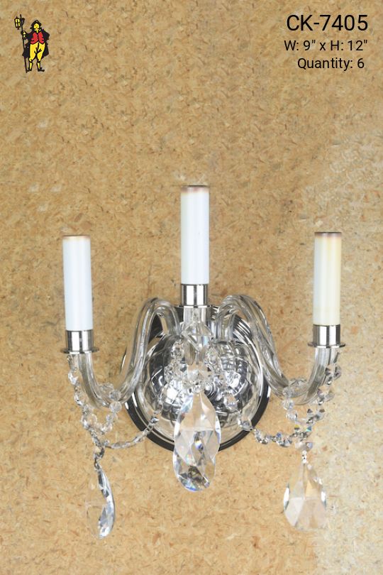 Three Candle Crystal Wall Sconce