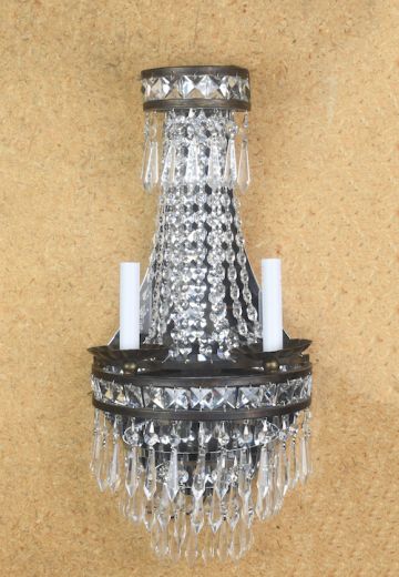 Crystal Two Candle Basket Wall Sconce