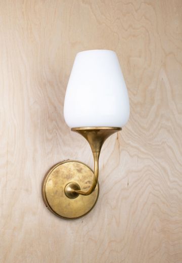 Single Up Light Wall Sconce w/Frosted Glass Shade
