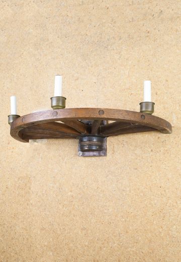 Wooden Wagon Wheel Wall Sconce