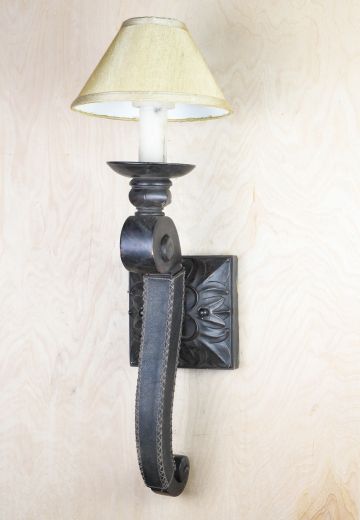 Single Candle Leather Wall Sconce