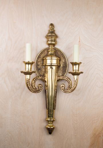 Large Brass Traditional Two Light Wall Sconce
