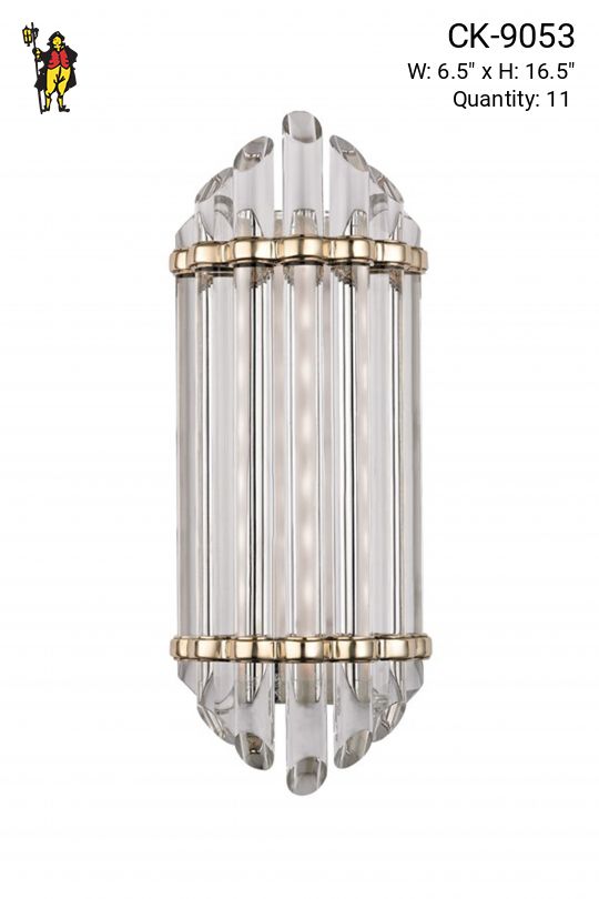 Aged Brass 16" Glass Rod Wall Sconce