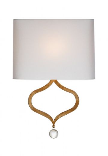 Brass Wall Sconce w/White Square Rounded Shades