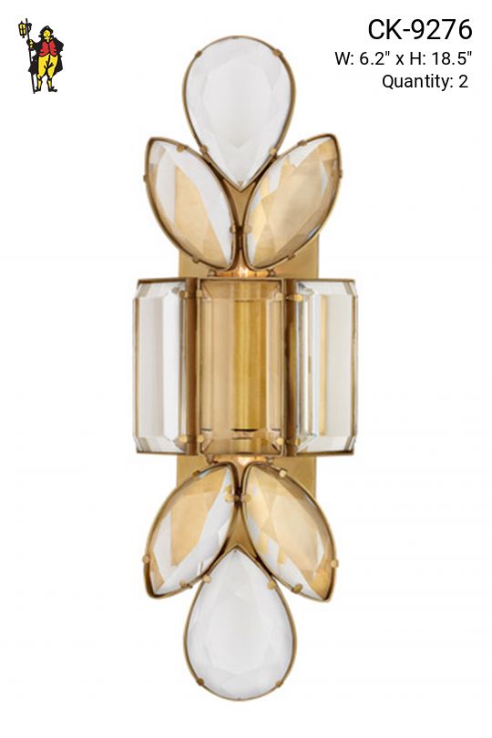 Crystal & Brass Floral Wall Sconce