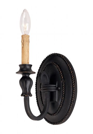 Single Candle Leather Finished Wall Sconce