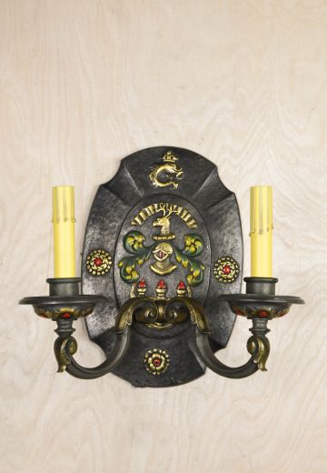 Black Painted Gothic Two Light Wall Sconce