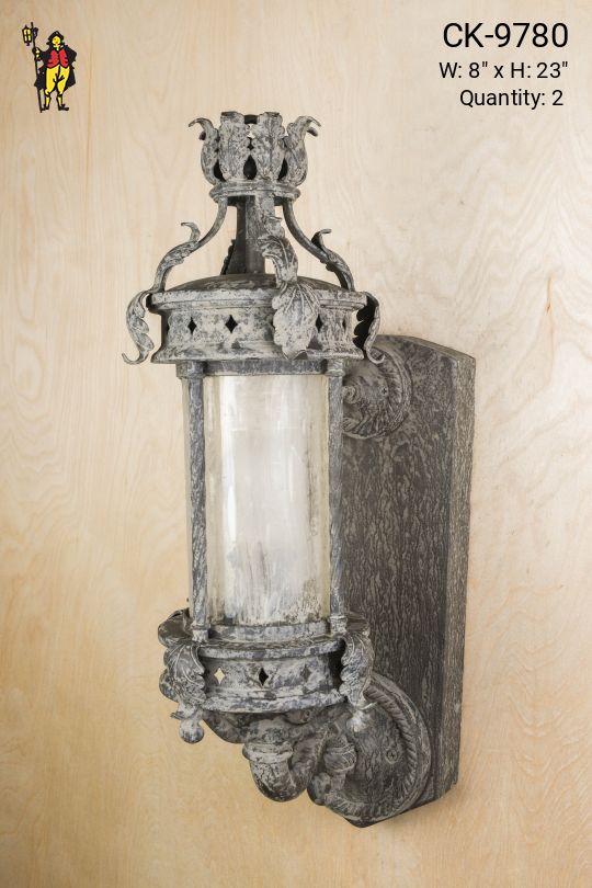 Art Deco Distressed Lantern Wall Sconce