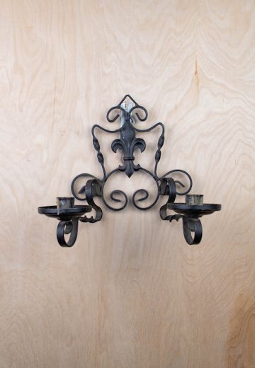 Two Light Wrought Iron Candle Holder