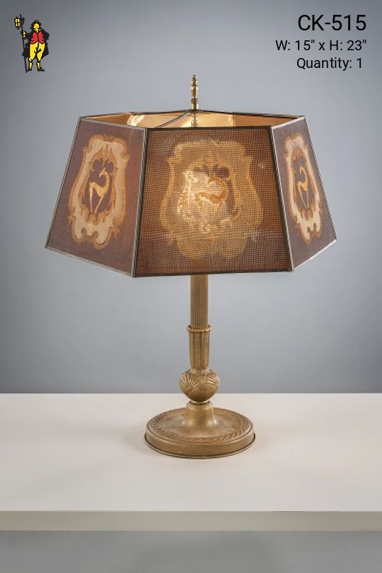 Antique Brass Table Lamp w/Mica Shade