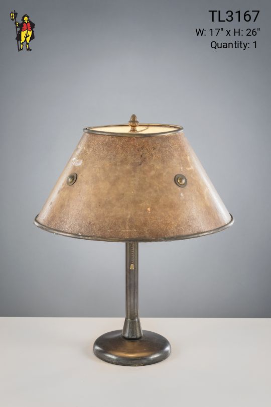 Brass Table Lamp w/Etched Mica Lampshade