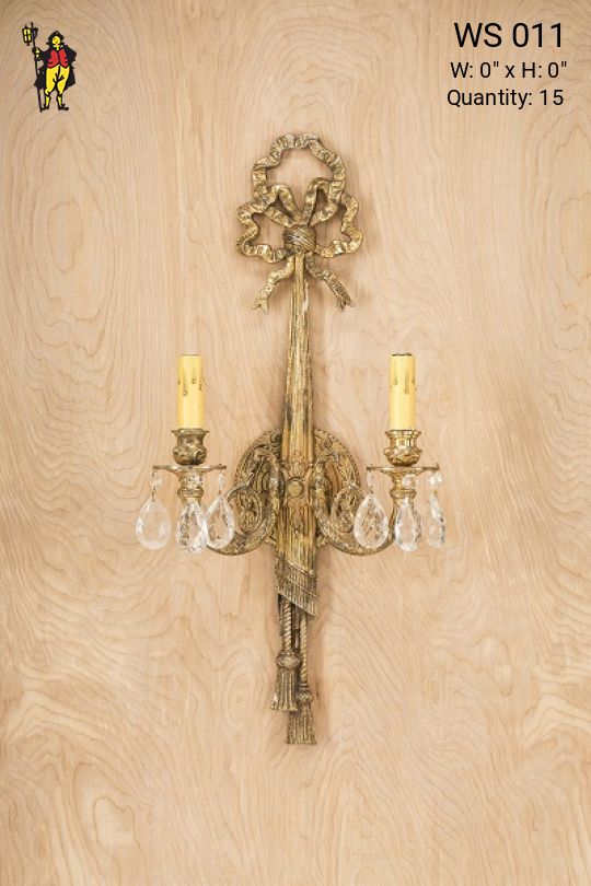 Two Candle Wall Sconce w/Crystal Drops