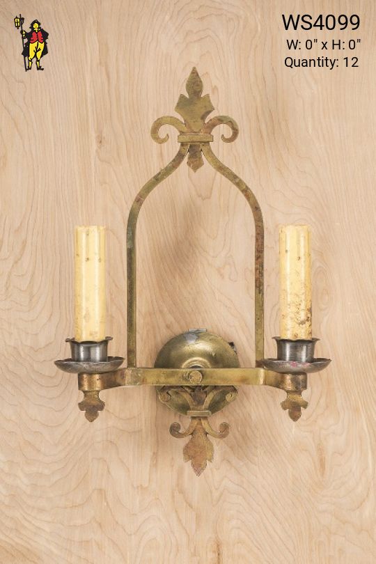 Two Light Vintage Brass Wall Sconce
